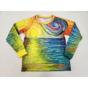 Exclusive Top Women Large Colorful Rainbow Sun Beach Sunset Painting Art to Wear